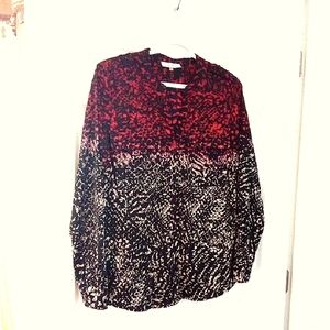 Calvin Klein Women's Red Ombre Button Down Long Sleeves Shirt Size Medium